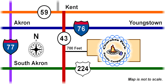 Akron, Ohio Area Camping - RV Park and Campground at Cherokee Park - Area Map